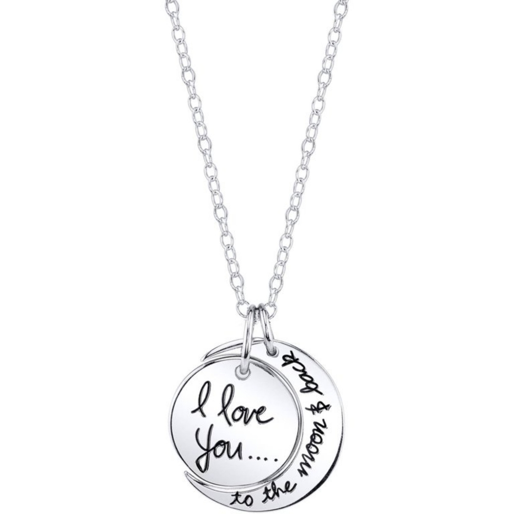 Believe by Brilliance Women's Sterling Silver "I Love You to the Moon & Back"